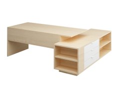 Ředitelský stůl se zvýšenou deskou, šuplíky bříza/bílá (EXCLUSIVE)