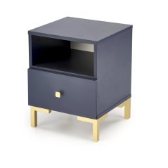 Noční stolek SILVIA (Tmavě modrá / Zlatá)
