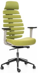 kancelářská židle FISH BONES PDH šedý plast, 26-66 zelená, 3D područky
