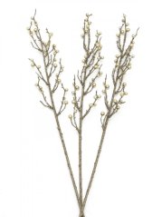 Umělá květina - Větvička s bobulemi, zlatý glitter, 85 cm, 3ks