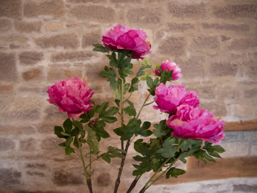 Umělá květina - Růžová pivoňka, 90 cm