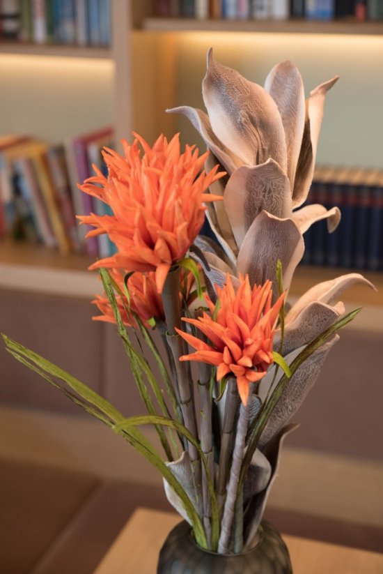 Umělá květina - Jiřina oranžová, 100 cm