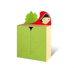 Skříň policová s dvířky (červená karkulka, HRAD)