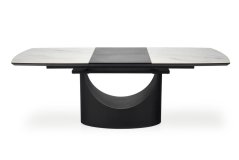 Rozkládací jídelní stůl- OSMAN- Bílý mramor / Černá