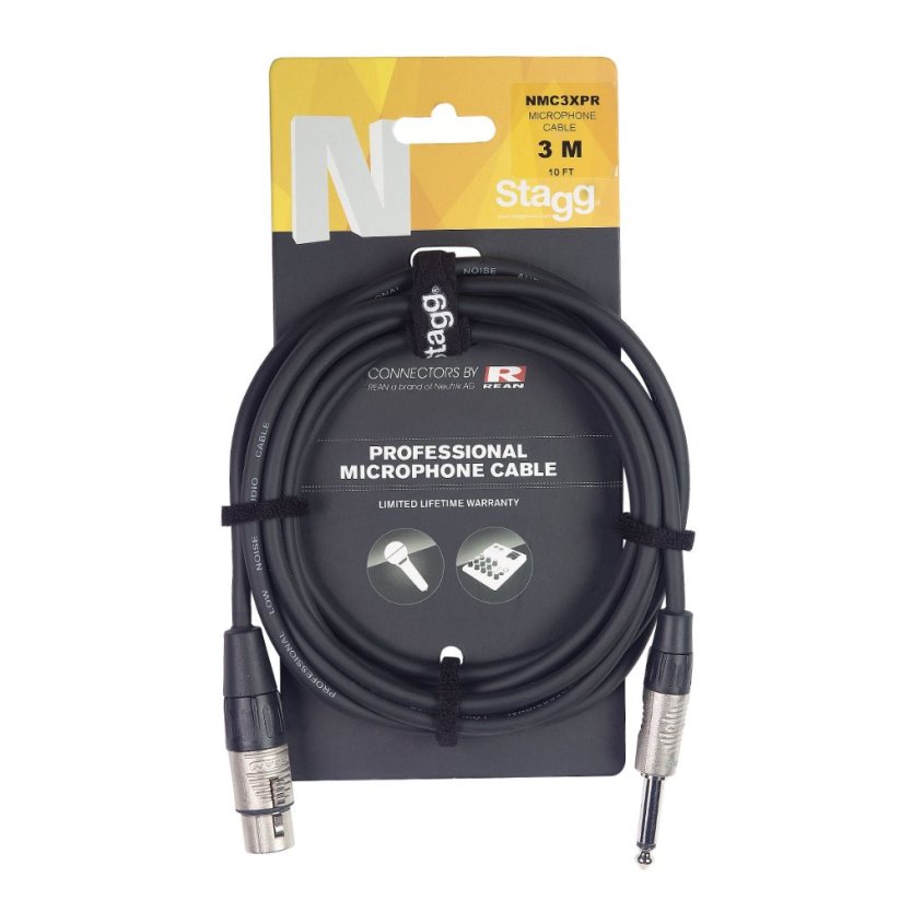 Stagg NMC10XPR, mikrofonní kabel XLR samice – Jack 6,3 mm mono samec, 10m
