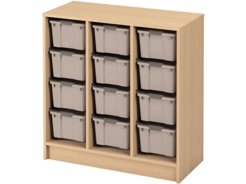 Skříňka s kontejnery - OPTIMA - L - 12 velkých kontejnerů (více barev) - Barva: Béžová