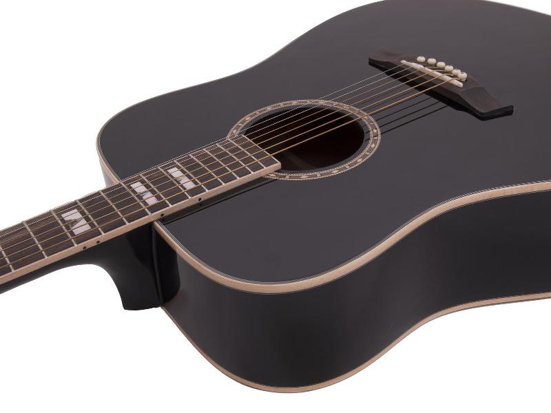 Dimavery STW-40, akustická kytara typu Dreadnought, černá