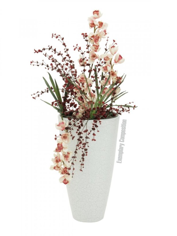 Umělá květina - Orchidej větvička, krémově růžová, 90 cm