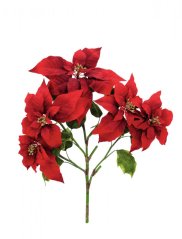 Umělá květina - Vánoční hvězda keřík, červený, 60 cm