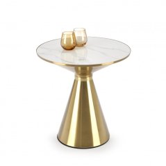 Konferenční stolek TRIBECA (Bílý mramor / Zlatá)