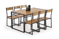 Sestava stůl + 6 židlí - BOLIVAR - Zlatý dub/ Černá