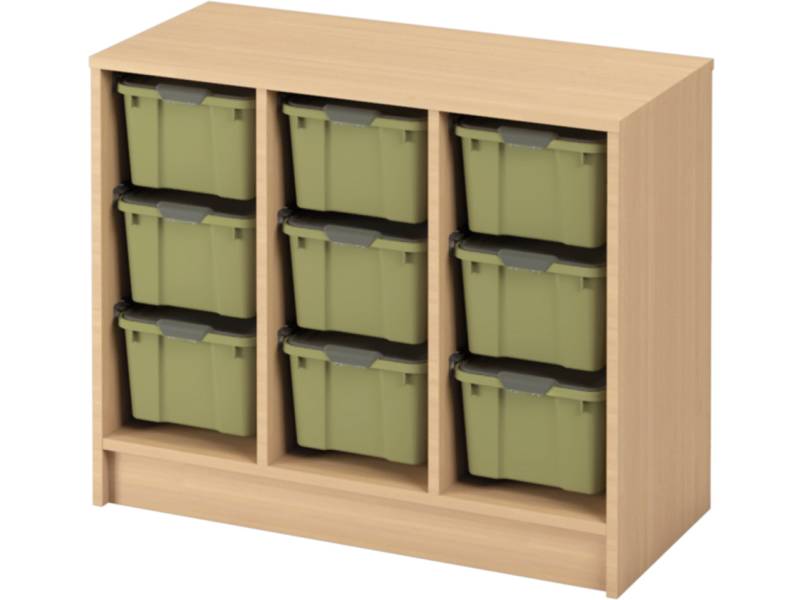 Skříňka s kontejnery - OPTIMA - M - 9 velkých kontejnerů (více barev) - Barva: Světle zelená