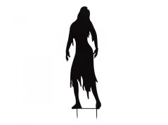 Kovová silueta zombie ženy, černá, 135 cm