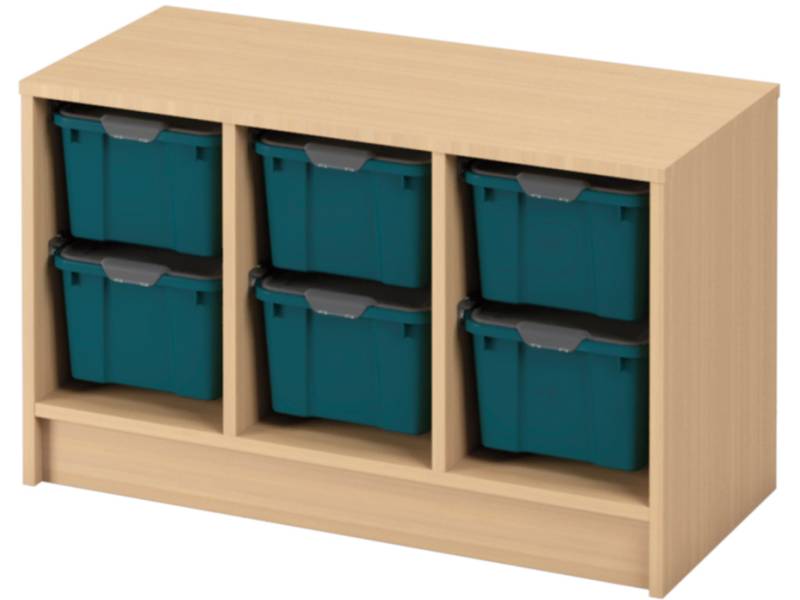 Skříňka s kontejnery - OPTIMA - S - 6 velkých kontejnerů (více barev) - Barva: modrozelená