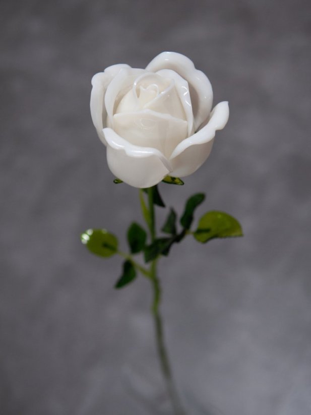 Umělá květina - Růže bílá, křišťálová 81cm, 12ks