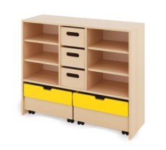 Skříň L + velké kartonové kontejnery a truhly - CLASSICAL