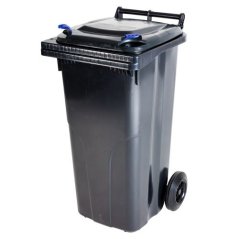 Plastová nádoba 120 l - černá, klipy modré