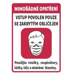 Samolepka zákaz vstupu bez roušky 210x300 mm
