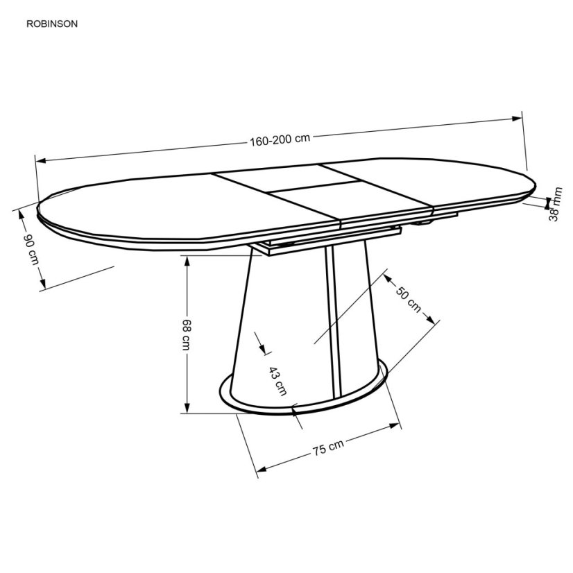 Rozkládací jídelní stůl- ROBINSON- Béžový mramor/ Cappuccino/ Černá