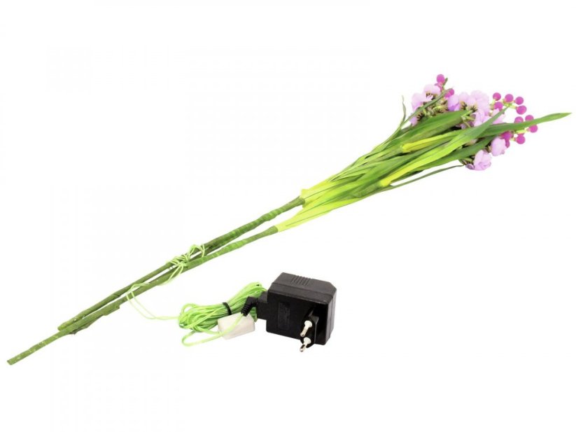 Umělá květina - Arum sada růžová, s bílými LED diodami, 85 cm