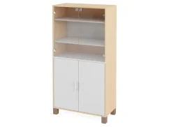Vysoká skříň s dvířky (skleněné a dřevěné) FRESH