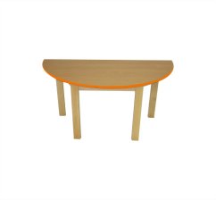 Dětský přírodní stůl BUK - půlkruh + barevná hrana