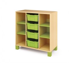 Skříň s policemi a boxy zelená FRESH (modul 8)
