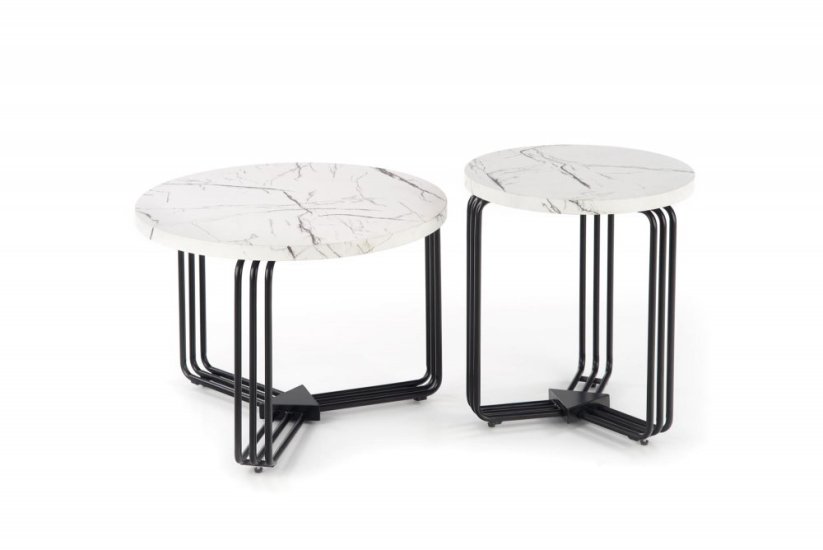 Konferenční stolek- ANTICA M- Bílý mramor/ Černý