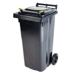 Plastová nádoba 120 l - černá, klipy žluté
