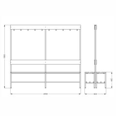 Šatní lavička demont - 2000 mm