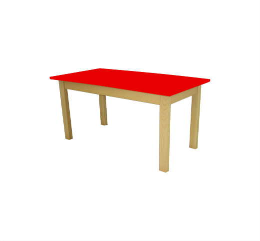 Dětský stůl BUK obdélník - přírodní + barevná deska - Rozměr: 80x60 cm