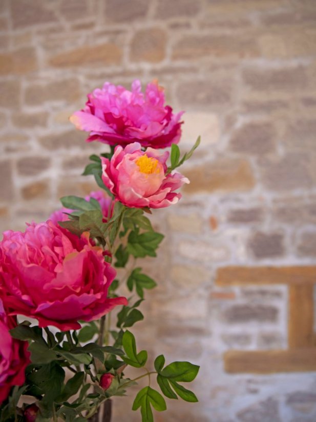 Umělá květina - Růžová pivoňka, 90 cm