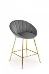 Barová židle - H112 - Šedá/ Zlatá
