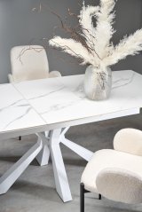 Rozkládací stůl - VIVALDI - Mramor/ Nohy bílé
