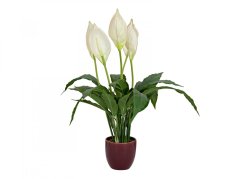 Umělá květina - Bílá lilie v květináči, 49cm