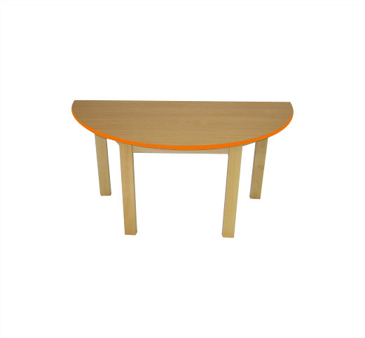 Dětský přírodní stůl BUK - půlkruh + barevná hrana