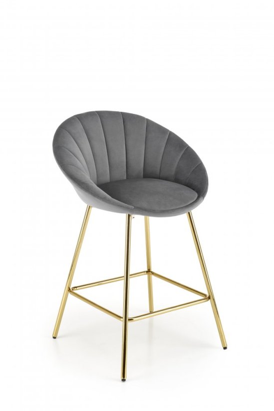 Barová židle - H112 - Šedá/ Zlatá