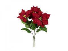 Umělá květina - Vánoční hvězda keřík, červená, 50cm